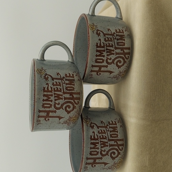 3 Large Retro Home Sweet Home Mug Coffee Tea Cup Blue Brown - Picture 1 of 3